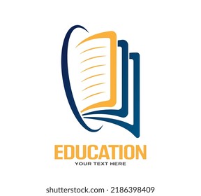Education logo. An open book. Vector illustration for websites, applications and thematic design. Flat style