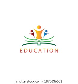 education logo outline illustration book and child color design vector template
