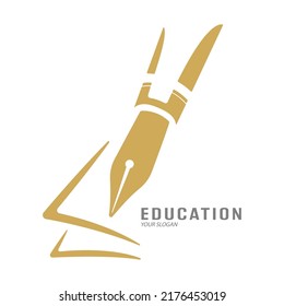 Education logo.The pen of an ink pen. Vector illustration for websites, applications and thematic design. Flat style