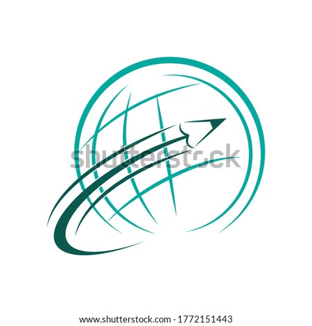 Education logo. Pencil and globe vector illustration isolated on white background 