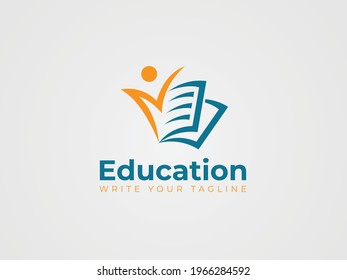 Education logo with people and book  sing