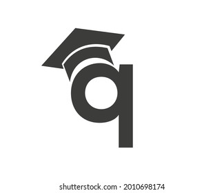 Education logo with Q letter hat concept. Graduation logo with Q letter vector