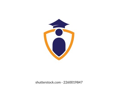 Education logo with shield combination in flat design