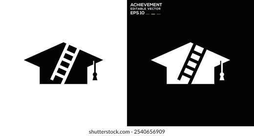 Education logo, with simple design style combining graduation cap with ladder. Icon symbol template EPS 10