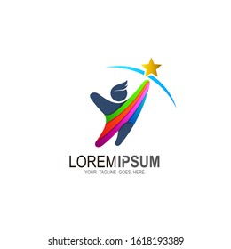 Education logo with star design, Children logo with dream icon