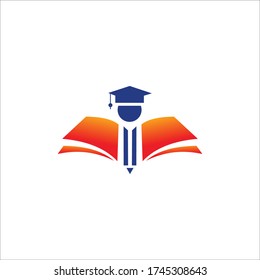 Plantilla del logotipo educativo, logotipo del libro. diseño del logotipo del lápiz. ilustración vectorial.