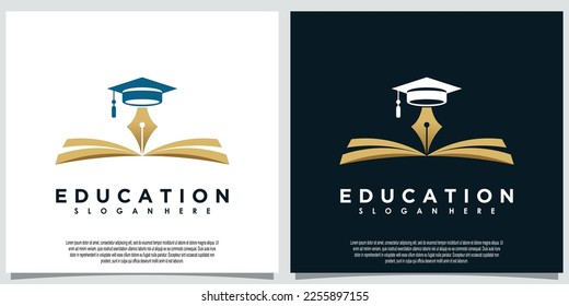plantilla de logotipo educativo con libro y lápiz