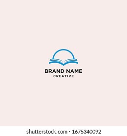 Education logo template, book sun design vector.