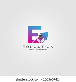 Education Logo template with E letter, vector logo for international school identity,Education logo, creative vector logo design,education icon,emblem shapes,illustration element