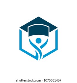 Education Logo Template. Graduation Cap and People Logo Design. Education logo.