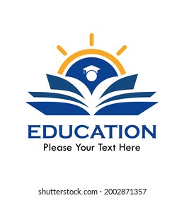 Education logo template illustration. there are book, peopel with sun