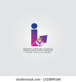 Education Logo template with I letter, vector logo for international school identity,Education logo, creative vector logo design,education icon,emblem shapes,illustration element
