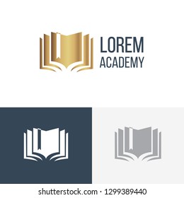 Education Logo Template. Modern education vector logo with graduation hat and book. This logo is suitable for school, students, brain, graduate, brain, thinking. - Vector