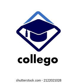 Vorlage für Bildungs-Logo. Modernes Bildungs-Vektorlogo mit Studentenhut. Dieses Logo ist geeignet für Schule, Schüler, Gehirn, Graduierte, Gehirn, Denken.
