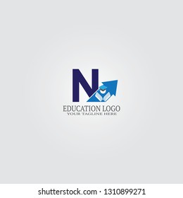 Education Logo template with N letter, vector logo for international school identity,Education logo, creative vector logo design,education icon,emblem shapes,illustration element