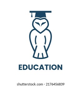 education logo template with owl mascot on isolated background