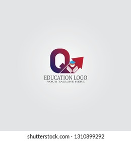 Education Logo template with Q letter, vector logo for international school identity, Education logo, creative vector logo design,education icon,emblem shapes,illustration element
