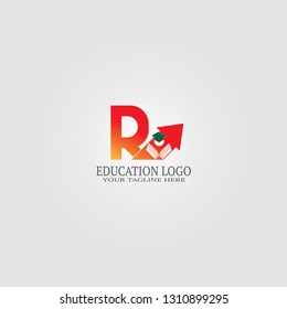 Education Logo template with R letter, vector logo for international school identity,Education logo, creative vector logo design,education icon,emblem shapes,illustration element