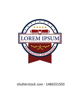 Education logo template with scroll ribbon