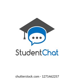 Education Logo Template. Student hat or toga with comment symbol. This logo is suitable for education, group, member, university, school, graduate, collage.