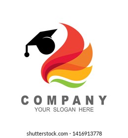 Education logo template, student and wing logo design illustration, colorful icon