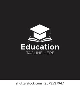 Education logo template vector illustration with hat and book eps 10