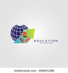 Education Logo template, vector logo for international school identity, global ,Education logo, creative vector logo design,education icon,emblem shapes,illustration element