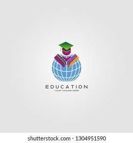 Education Logo template, vector logo for international school identity, global ,Education logo, creative vector logo design,education icon,emblem shapes,illustration element