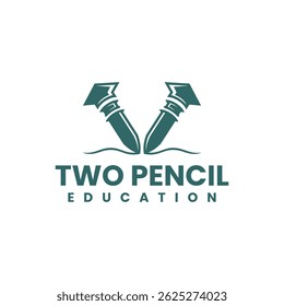 Education Logo with Two Pencils design