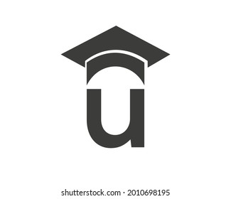 Education logo with U letter hat concept. Graduation logo with U letter vector