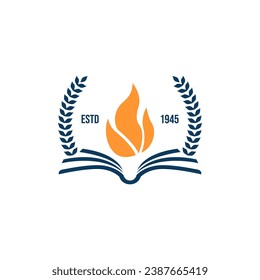 Logo de la escuela, logo del club de institutos de la universidad y de la universidad. estilo emblema del logotipo de aprendizaje