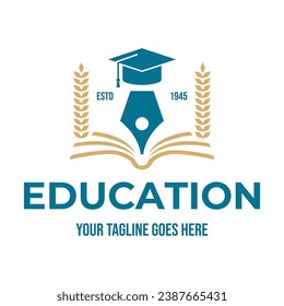 Education logo, education university and college school academy institute club logo. learning logo emblem style