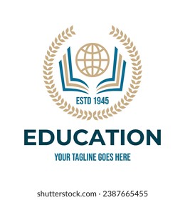 Education logo, education university and college school academy institute club logo. learning logo emblem style