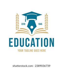 Education logo, education university and college school academy institute club logo. learning logo emblem style