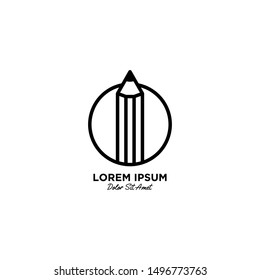 Education logo vector icon illustration line outline monoline