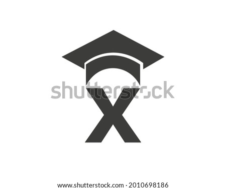Education logo with X letter hat concept. Graduation logo with X letter vector