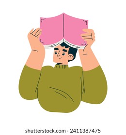 Education with Man Character Cover with Book Learning and Study Vector Illustration