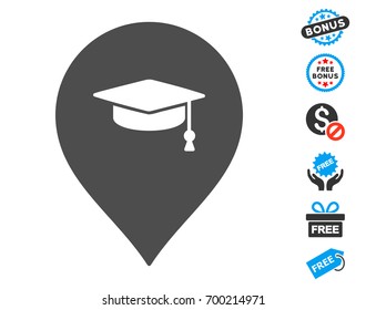 Education Marker grey icon with free bonus images. Vector illustration style is flat iconic symbols.