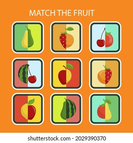 Education match game for kids. Find picture match. Educational logic puzzle. Children worksheet design. Pairs, same match. Kindergarten or preschool, school learning activity. Vector illustration.
