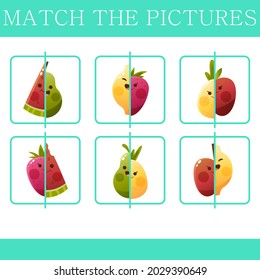 Education match game for kids. Find picture match. Educational logic puzzle. Children worksheet design. Pairs, same match. Kindergarten or preschool, school learning activity. Vector illustration.

