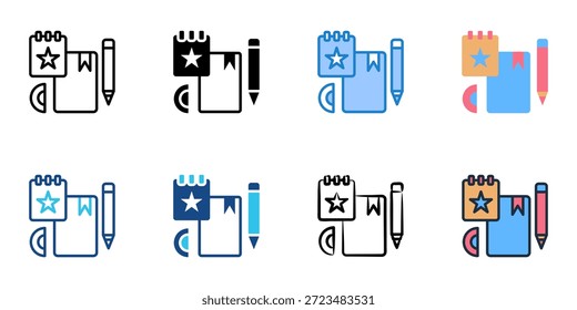 Los iconos de materiales de Educación establecen una colección de estilo múltiple. Trazo editable 
