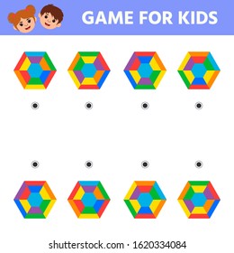 Juego de matemáticas de la educación para el desarrollo de la lógica de los niños; iq. Hoja de actividades para niños. Buscar formas coincidentes. Animación divertida para niños