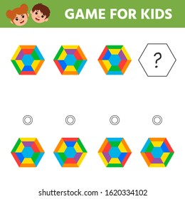 Juego de matemáticas de la educación para el desarrollo de la lógica de los niños; iq. Hoja de actividades para niños. ¿Cuál será la forma después de la figura geométrica de rotación? Animación divertida para niños