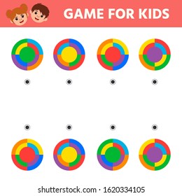 Juego de matemáticas de la educación para el desarrollo de la lógica de los niños; iq. Hoja de actividades para niños. Buscar formas coincidentes. Animación divertida para niños