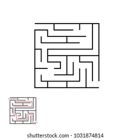 Education maze game with answer. Vector illustration isolated on white background.