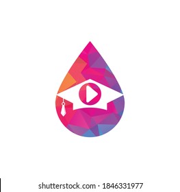 Education media player drop shape concept vector logo design. School play logo template design