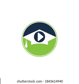 Education media player vector logo design. School play logo template design.	