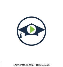 Education media player vector logo design. School play logo template design.	