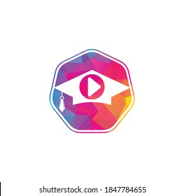 Education media player vector logo design. School play logo template design.	