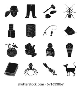 education, medicine, fishing and other web icon in black style.travel, technology, construction icons in set collection.